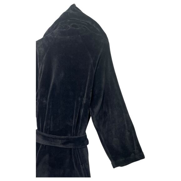 Victorias Secret Robe Womens Medium Large Black Hoodie Logo Embroidered Belted - Picture 10 of 13